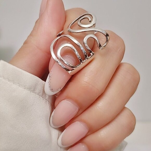 Women's 925 Sterling Silver Wrap Statement Swirl Boho Bohemian Ring - Picture 7 of 9